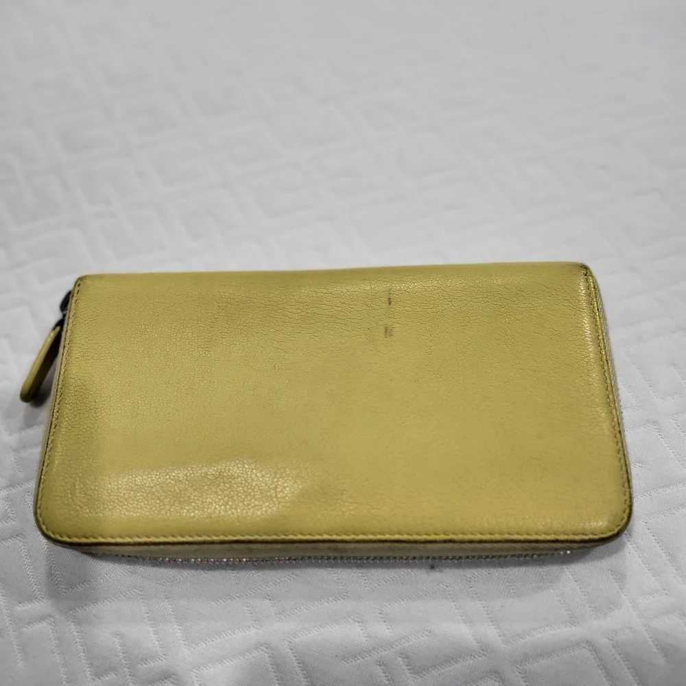 Chanel 25th Anniversary Yellow Goatskin Long Wallet Lucky Clover Logo